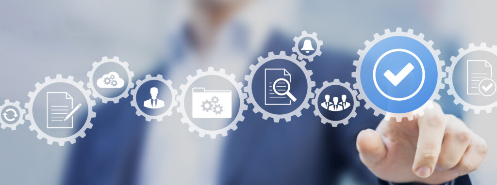 business process management and automation with person validating document in workflow. digital transformation, bpm and rpa to increase efficiency and productivity at work.